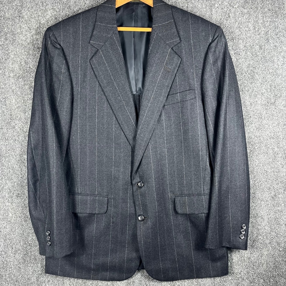 H. Freeman &‎ Son Vintage Suit Mens 44L Charcoal Grey Pinstripe Wool 2-Button